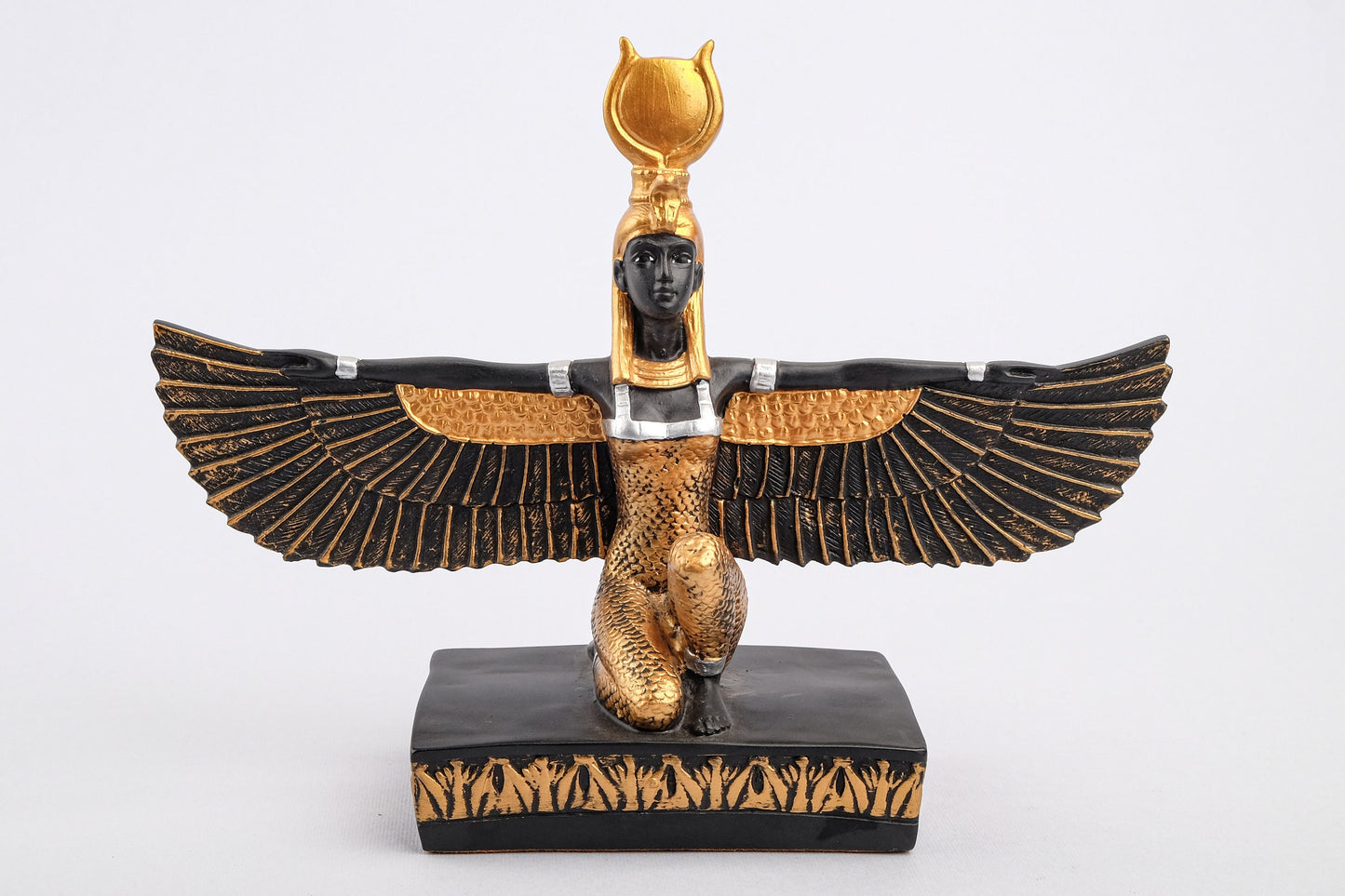 Egyptian statue of Isis Wings hand painted gold and black made in Egypt