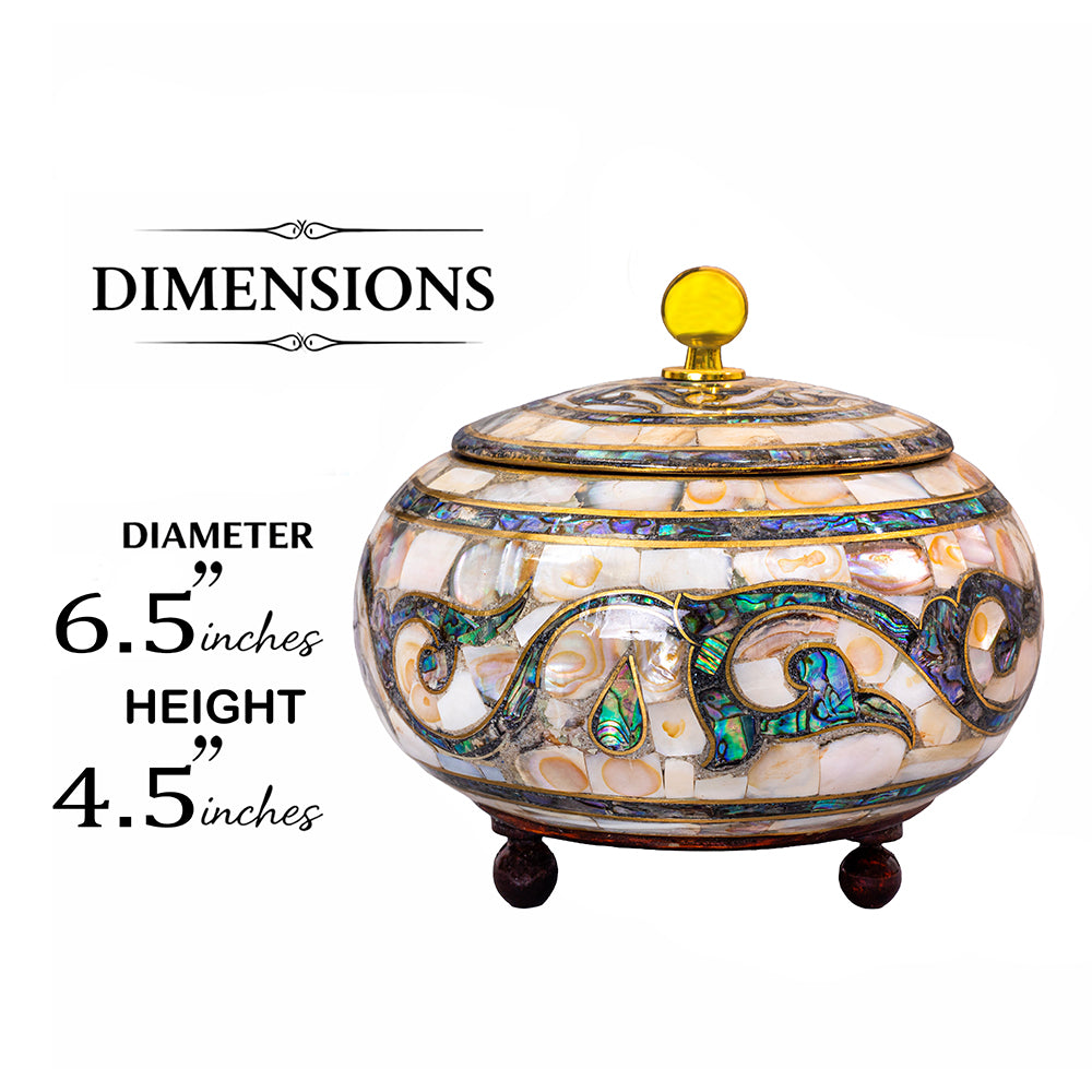 Egyptian jewelry box inlaid with mother of pearl and Brass