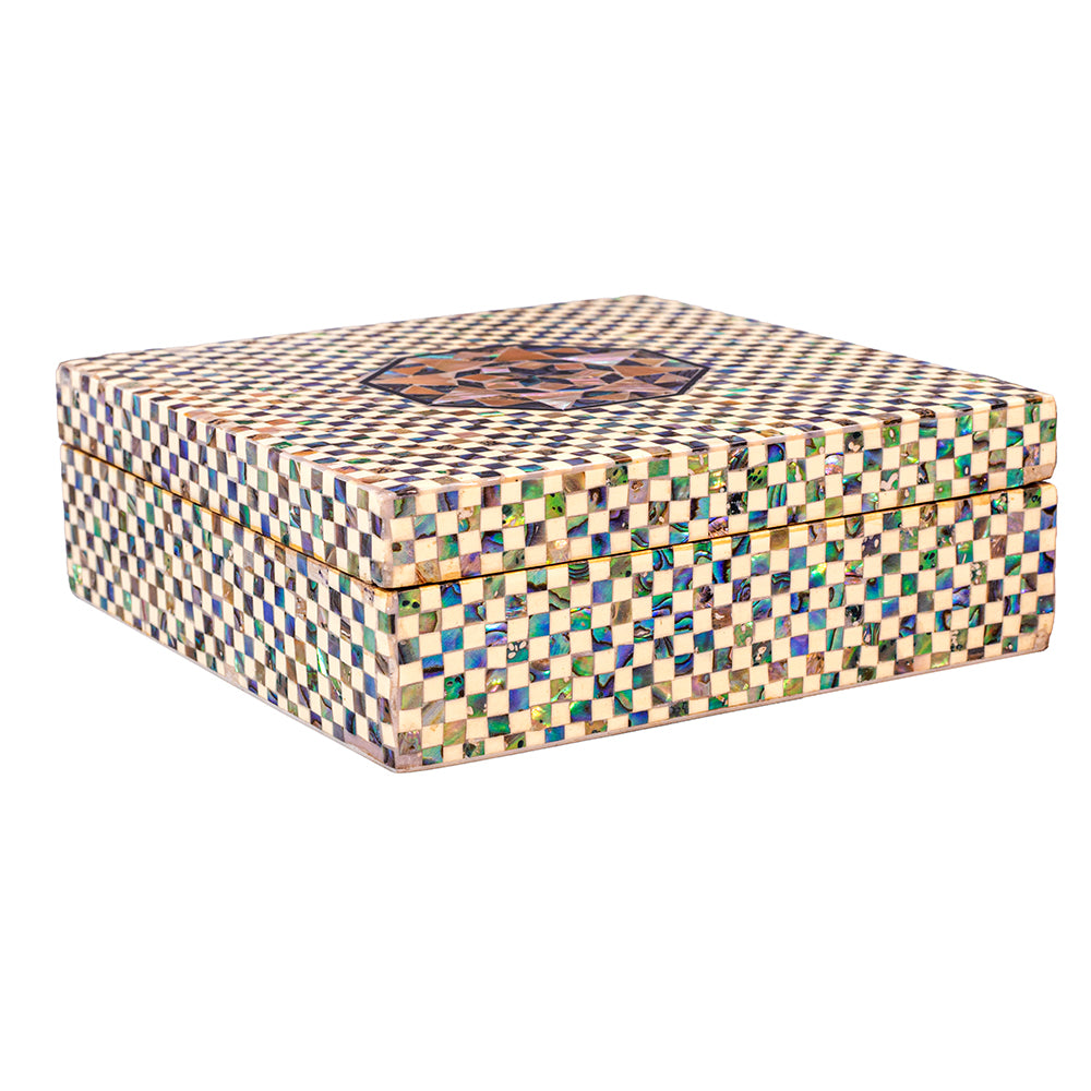 Egyptian jewelry box inlaid with mother of pearl