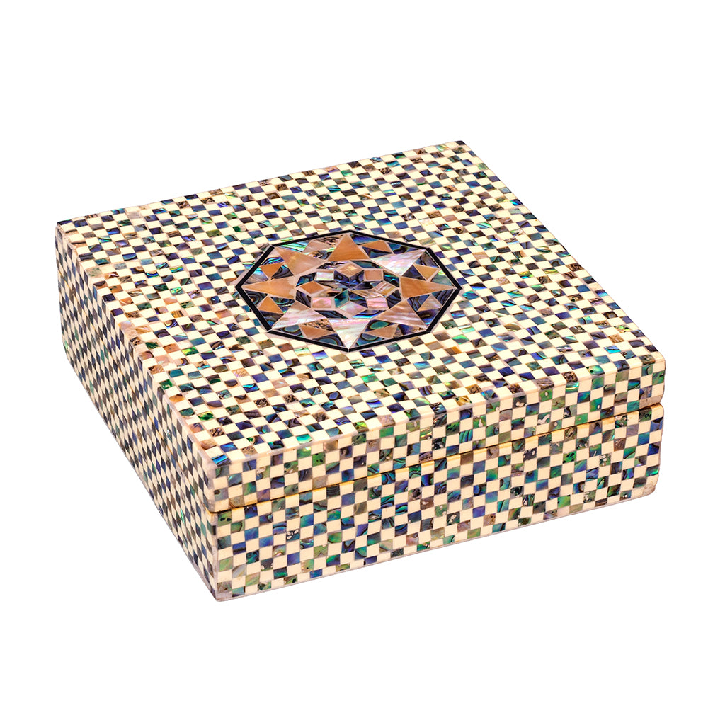 Egyptian jewelry box inlaid with mother of pearl