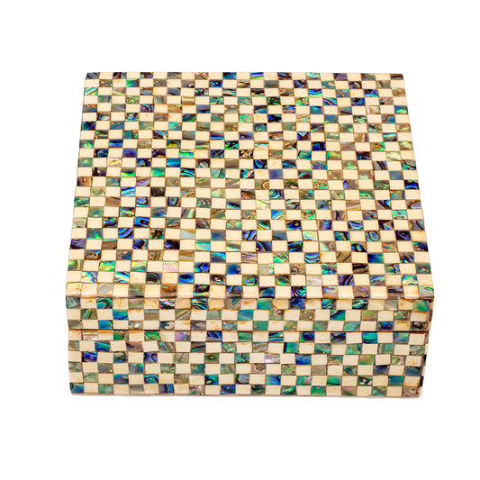Egyptian jewelry box inlaid with mother of pearl