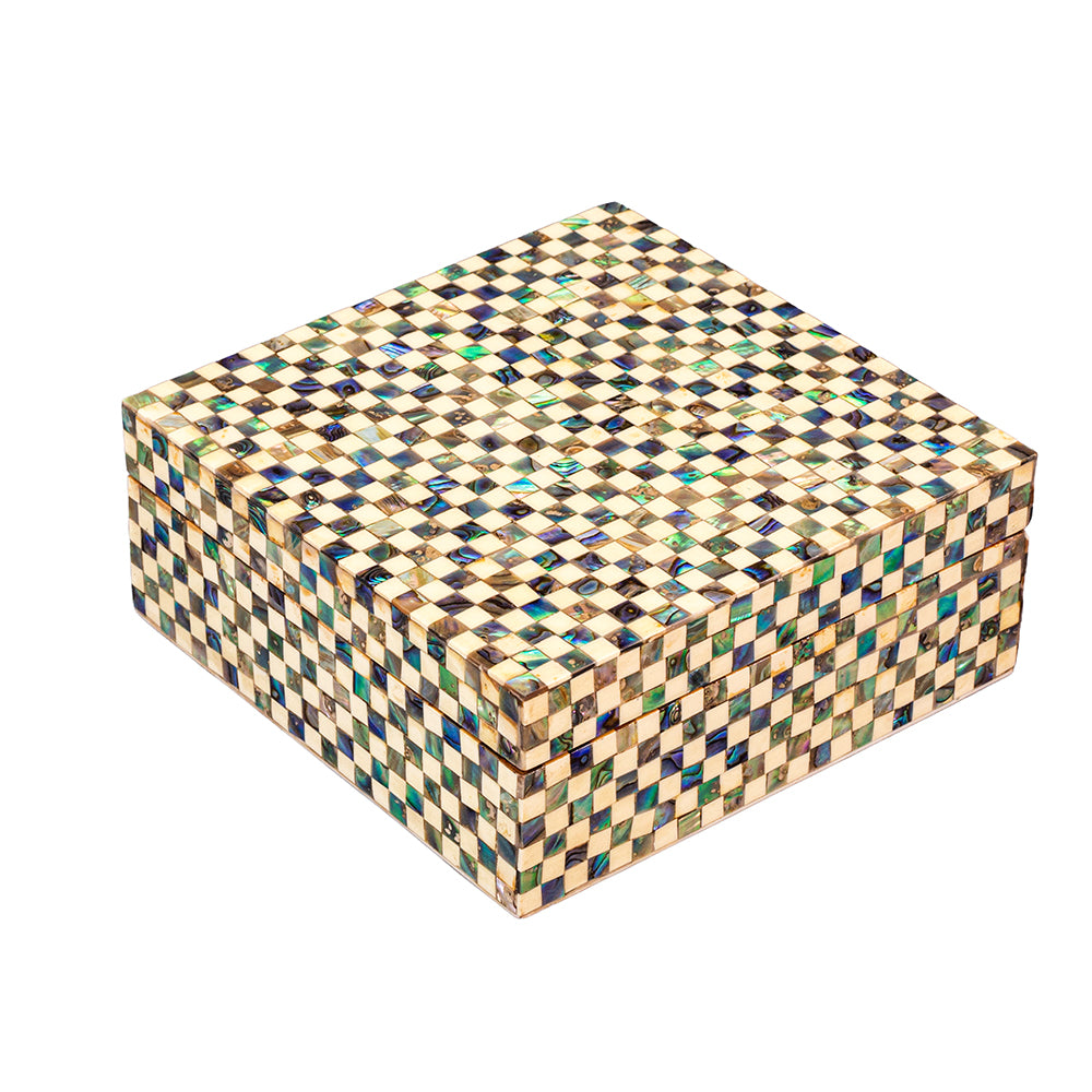 Egyptian jewelry box inlaid with mother of pearl