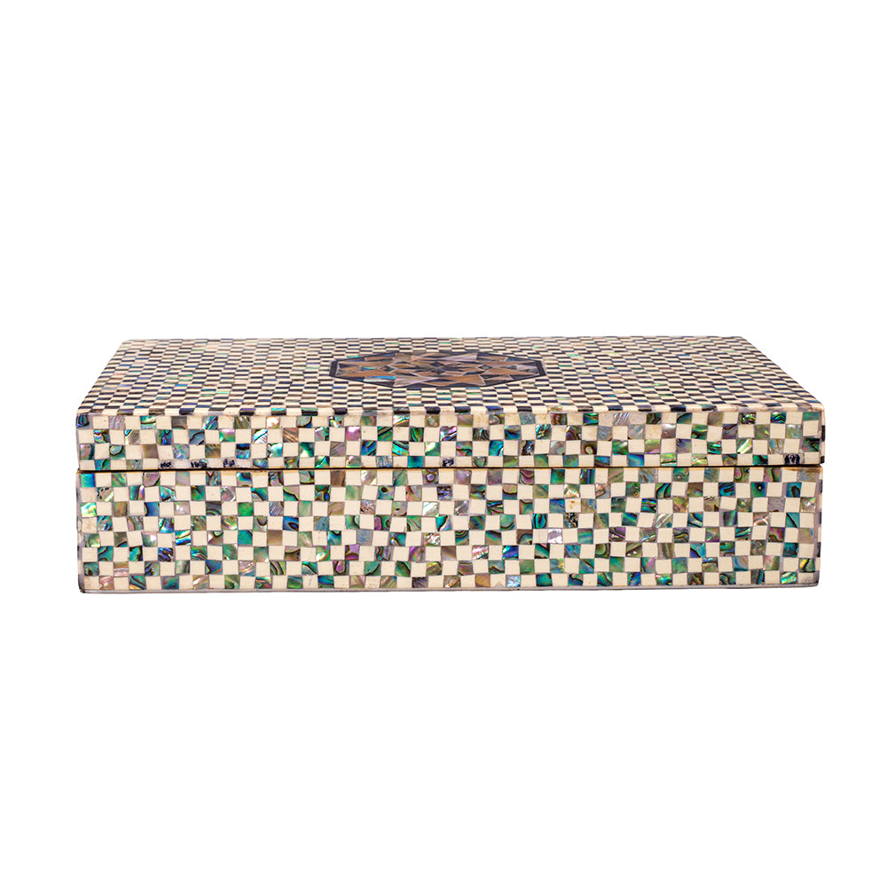 Egyptian jewelry box inlaid with mother of pearl