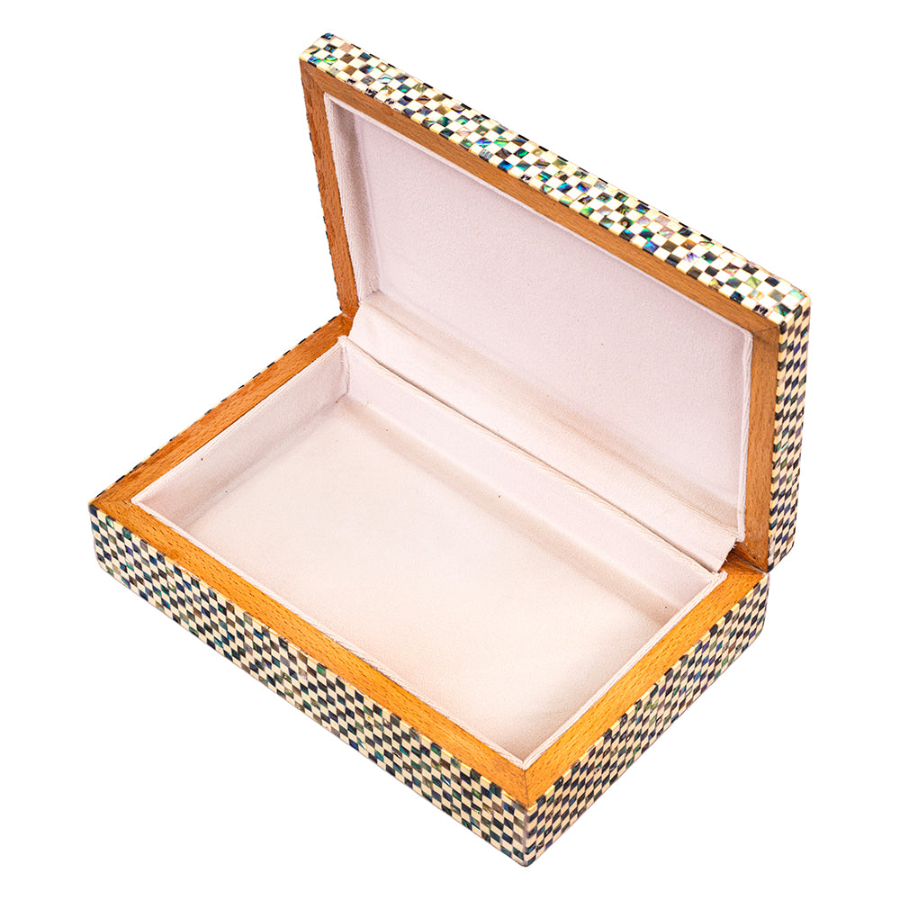 Egyptian jewelry box inlaid with mother of pearl