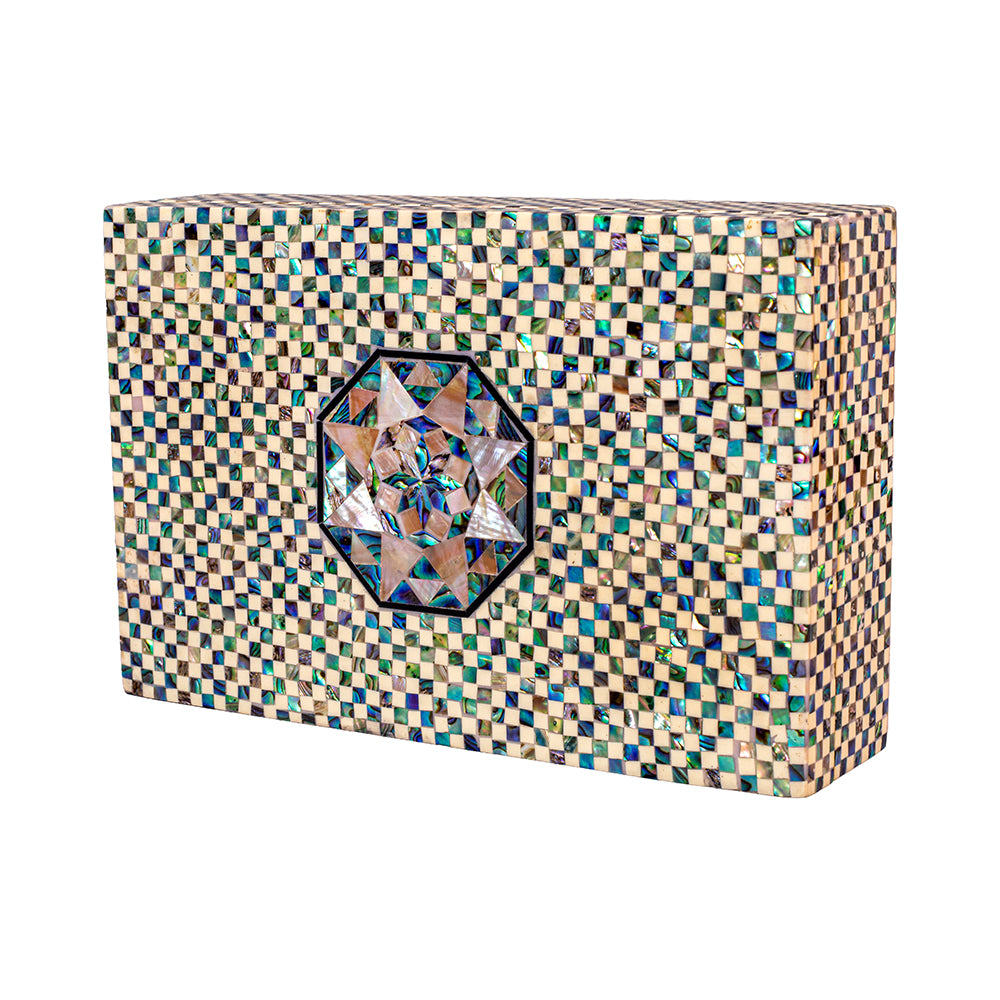 Egyptian jewelry box inlaid with mother of pearl
