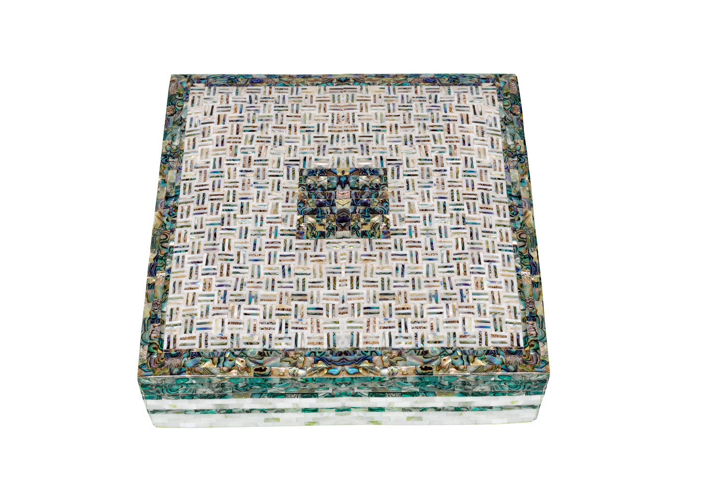 Egyptian jewelry box inlaid with mother of pearl