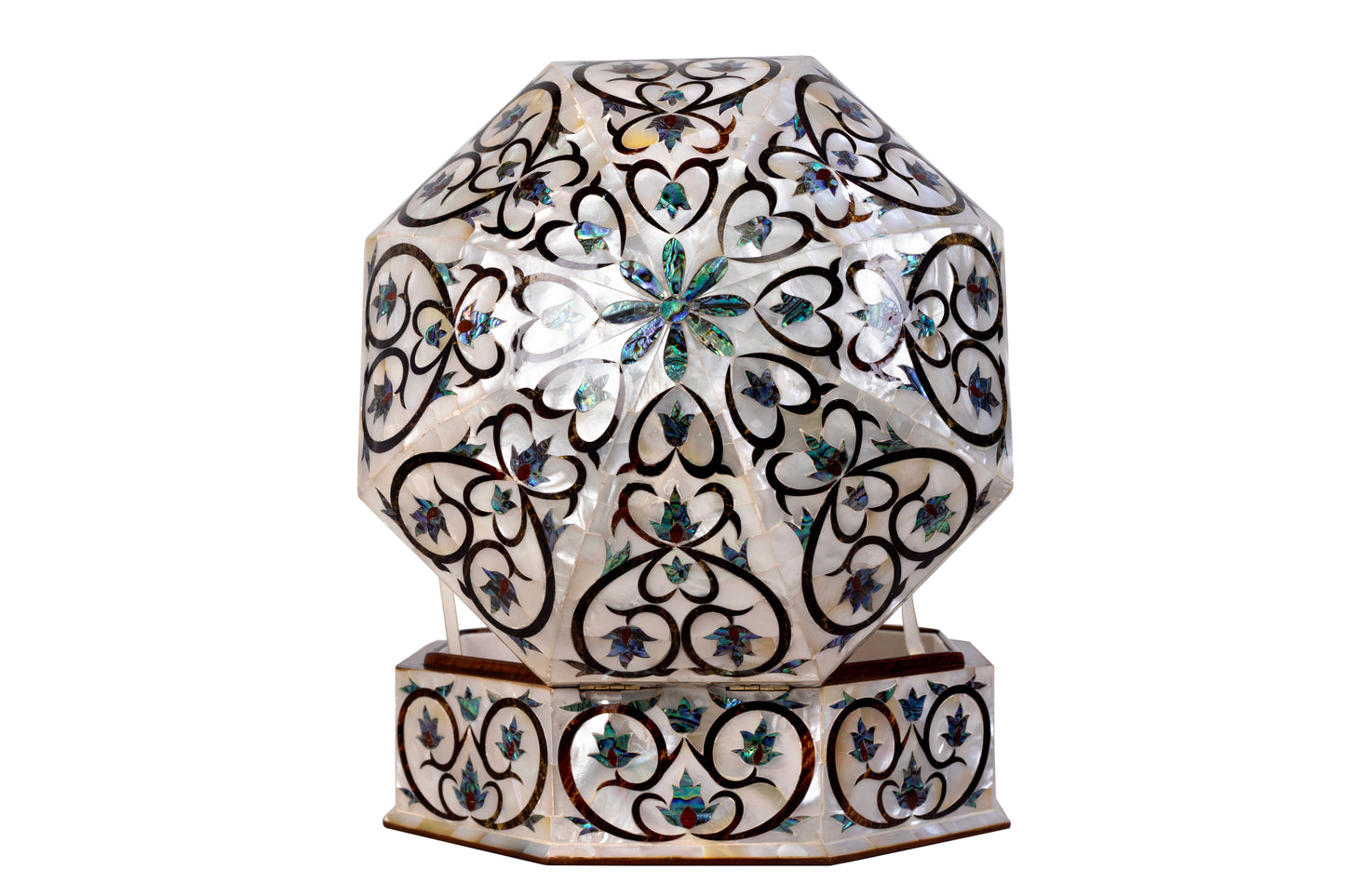 Egyptian jewelry box inlaid with mother of pearl