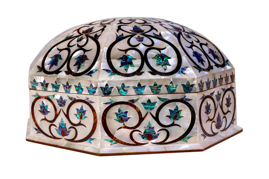 Egyptian jewelry box inlaid with mother of pearl