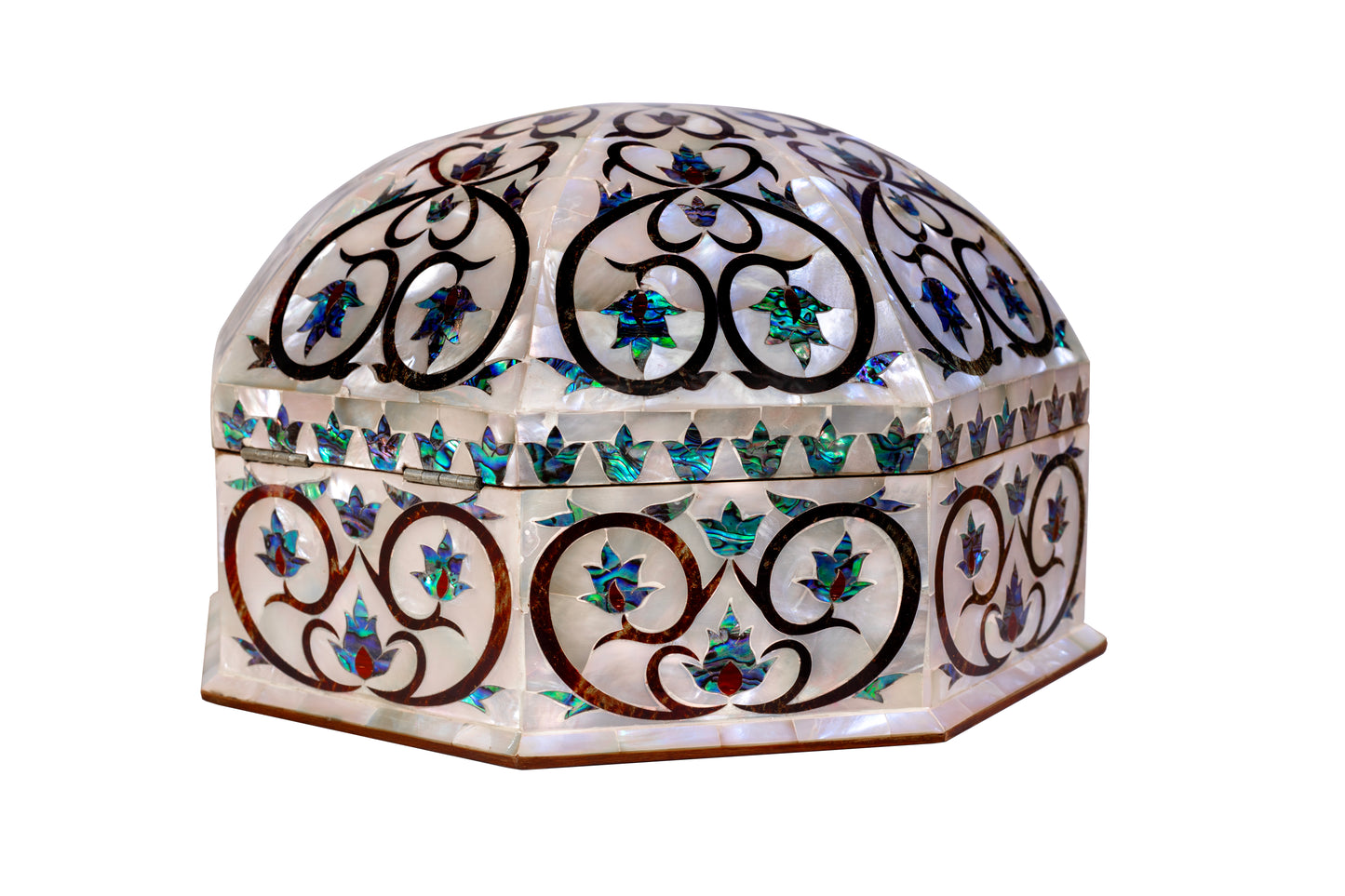 Egyptian jewelry box inlaid with mother of pearl