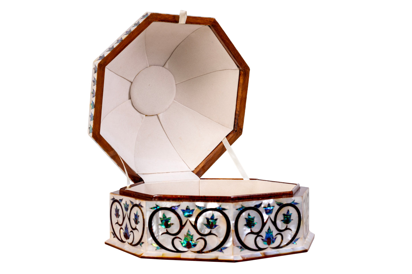 Egyptian jewelry box inlaid with mother of pearl