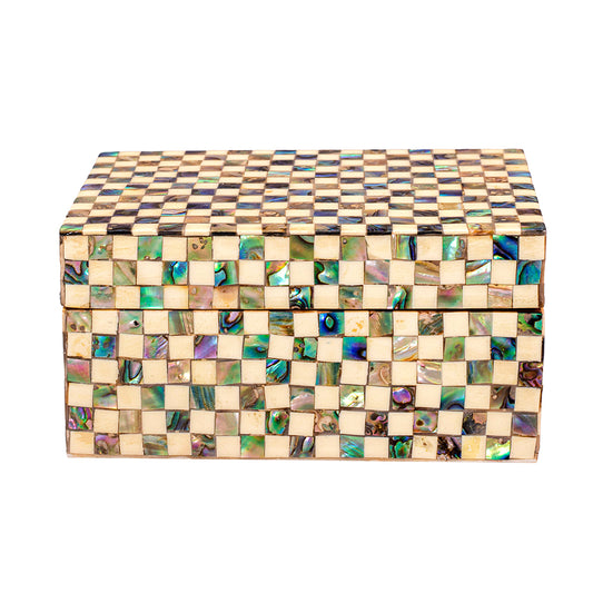 Egyptian jewelry box inlaid with mother of pearl