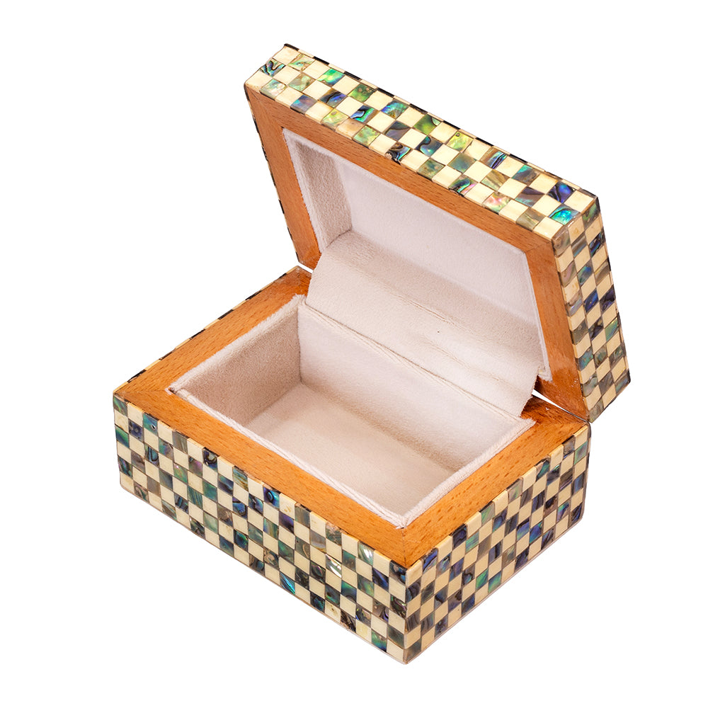 Egyptian jewelry box inlaid with mother of pearl