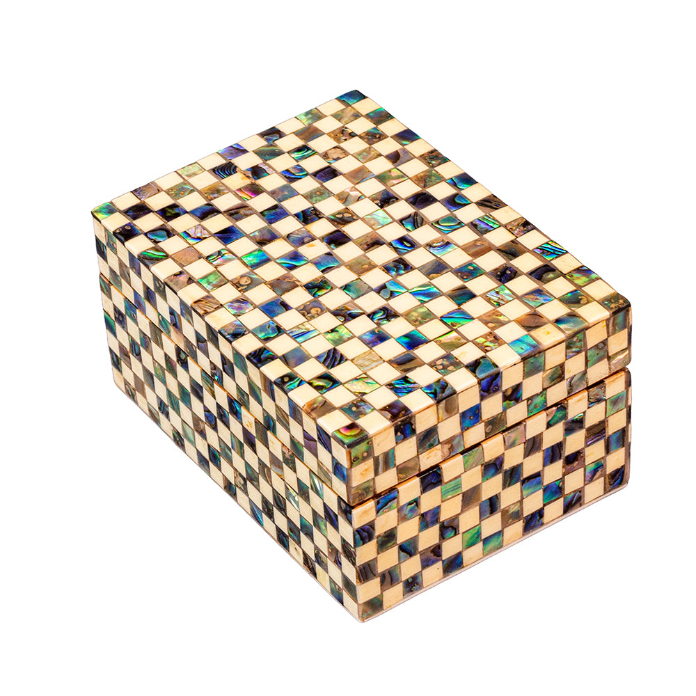 Egyptian jewelry box inlaid with mother of pearl