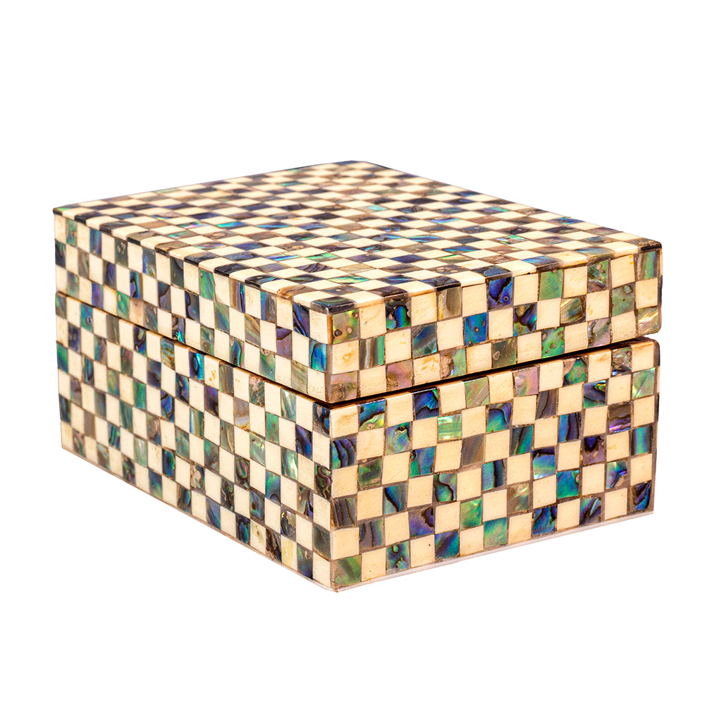 Egyptian jewelry box inlaid with mother of pearl