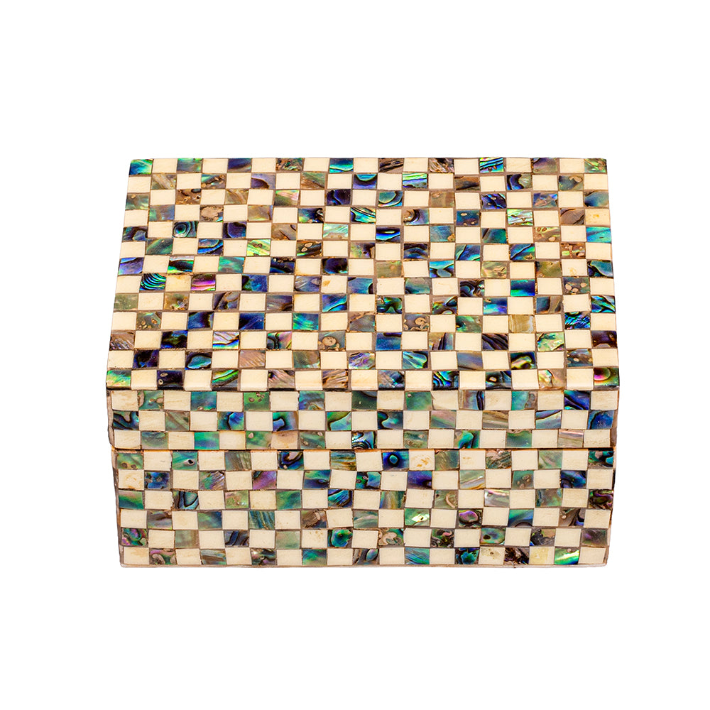 Egyptian jewelry box inlaid with mother of pearl