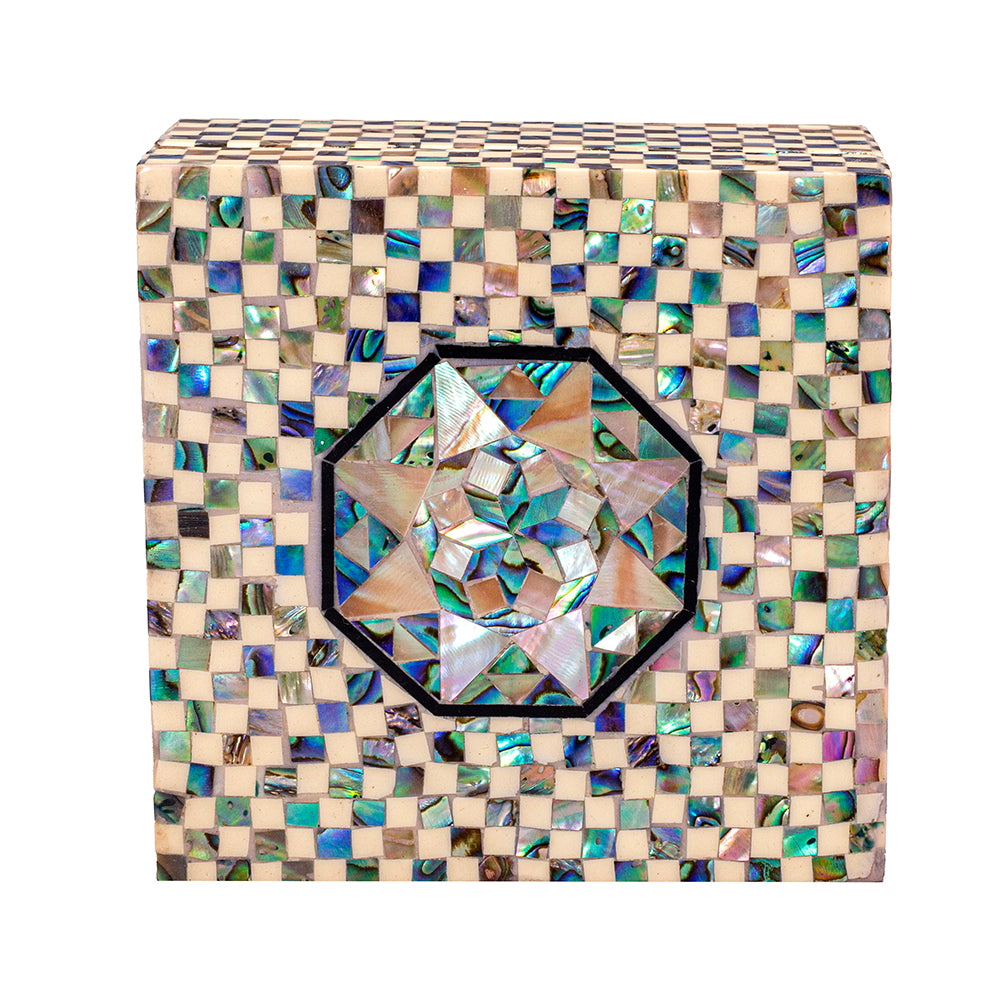 Egyptian jewelry box inlaid with mother of pearl