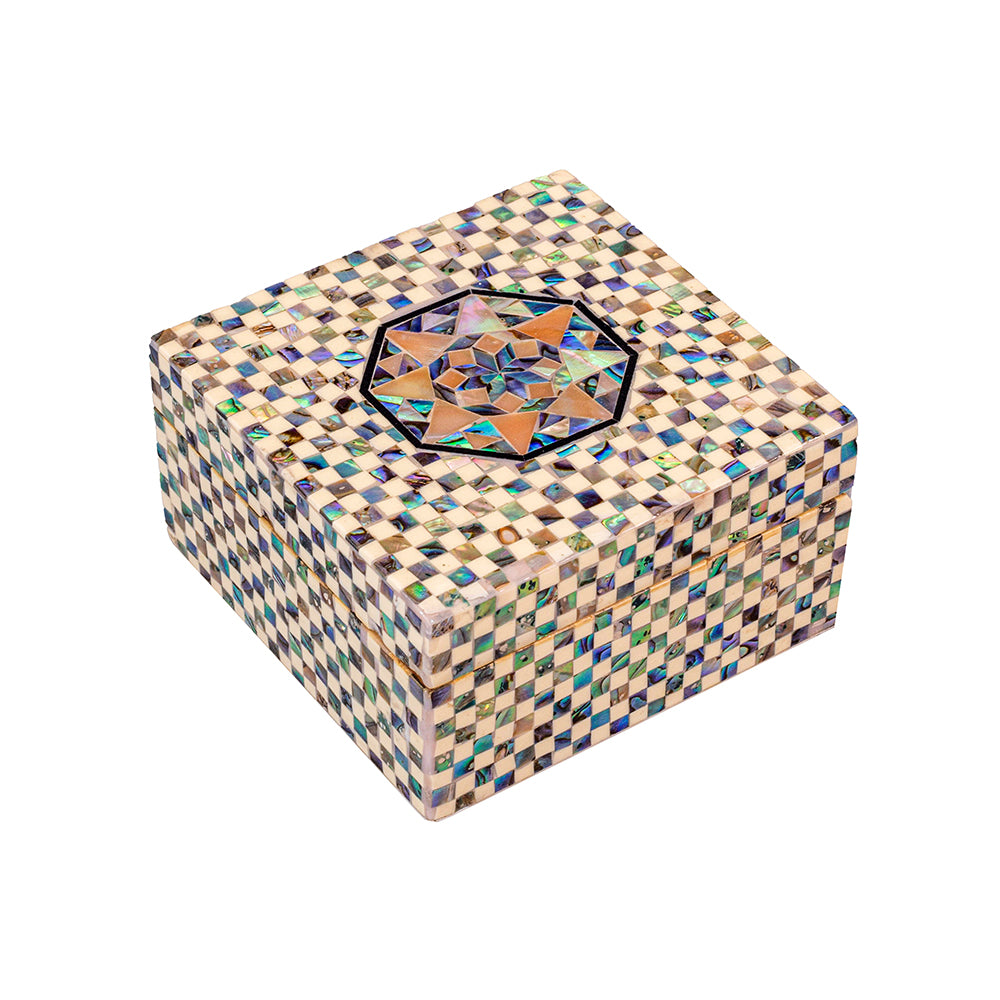Egyptian jewelry box inlaid with mother of pearl