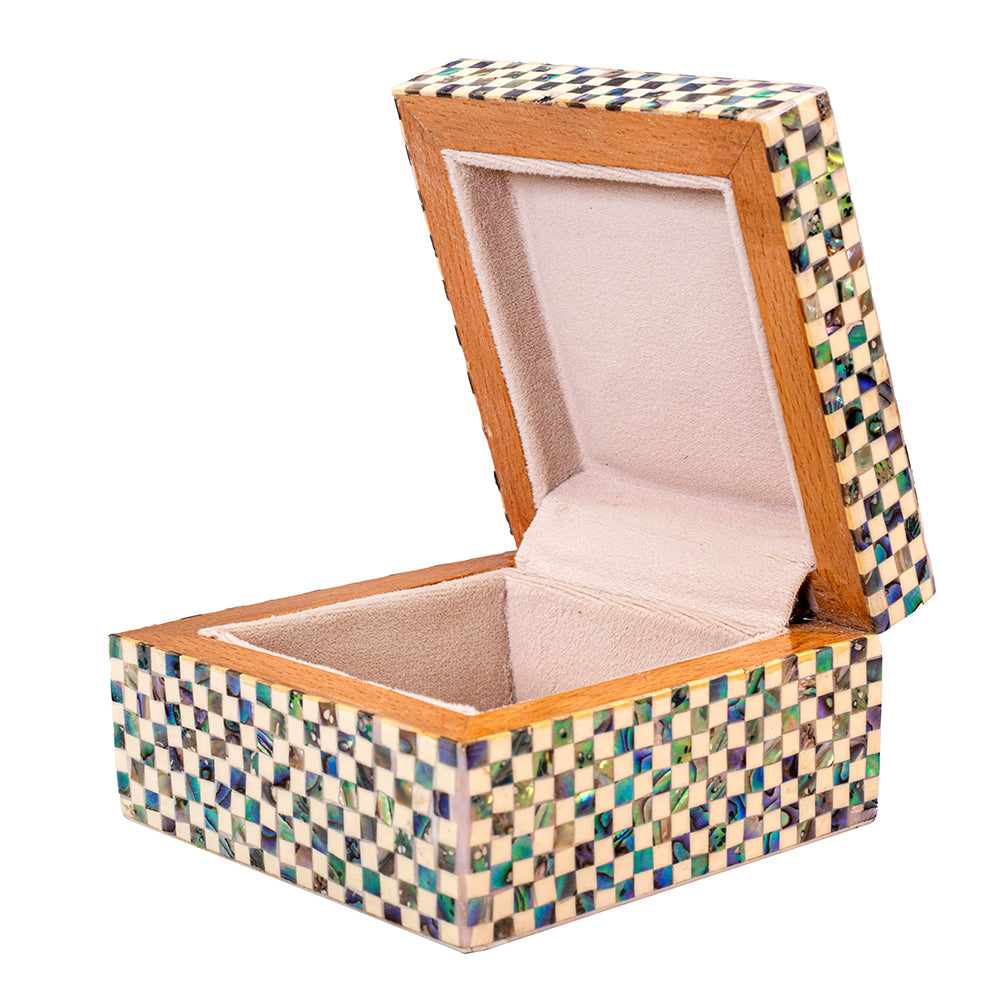 Egyptian jewelry box inlaid with mother of pearl