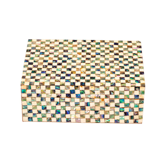 Egyptian jewelry box inlaid with mother of pearl