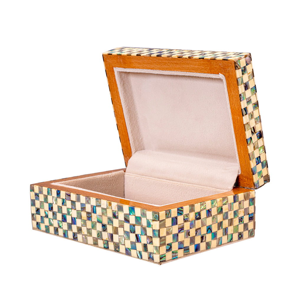 Egyptian jewelry box inlaid with mother of pearl