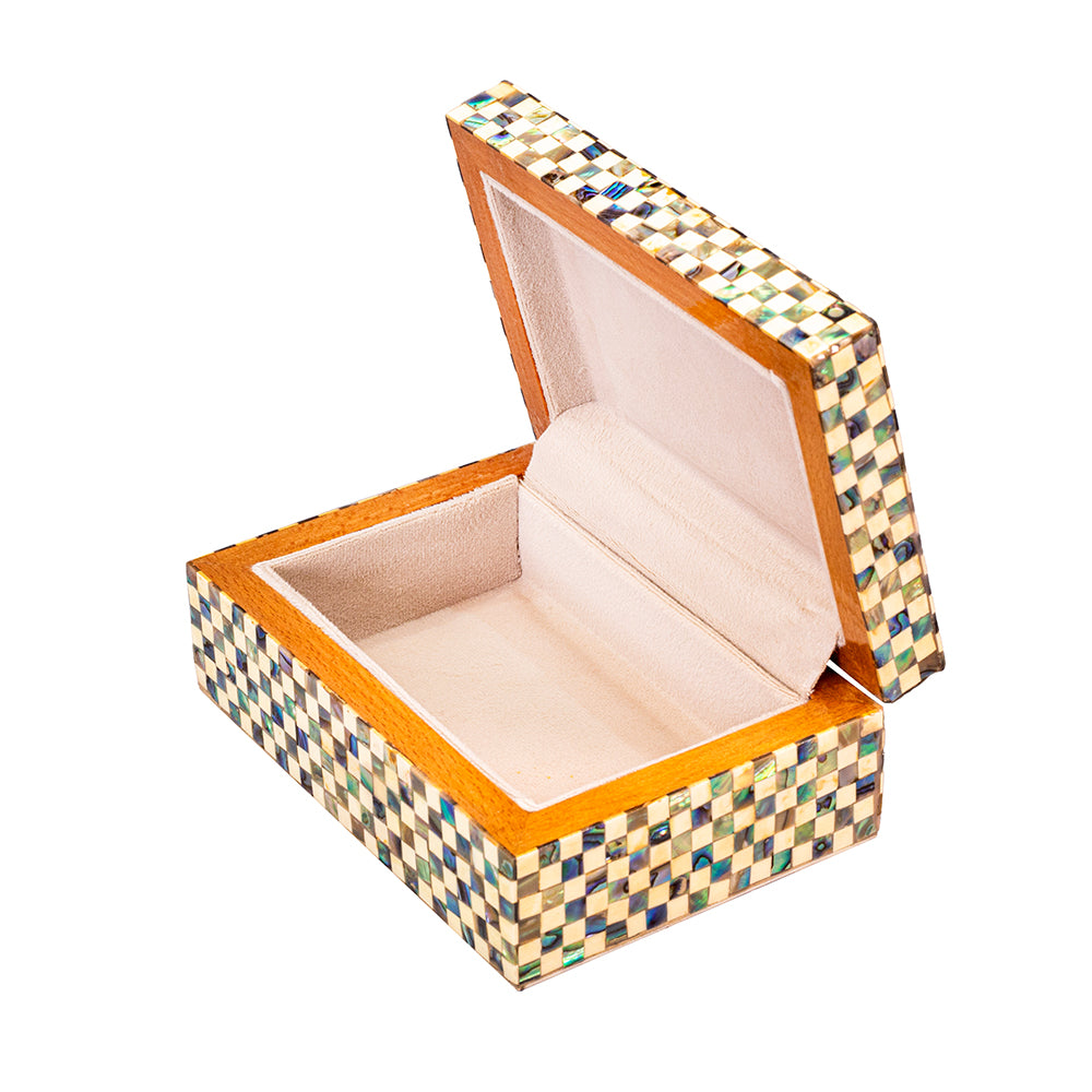 Egyptian jewelry box inlaid with mother of pearl
