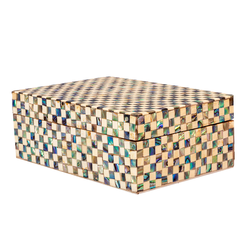 Egyptian jewelry box inlaid with mother of pearl