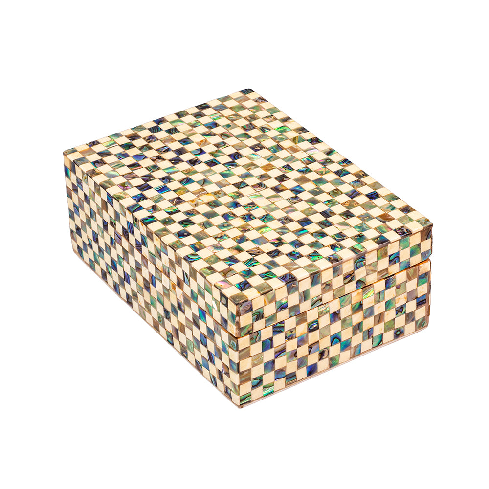 Egyptian jewelry box inlaid with mother of pearl