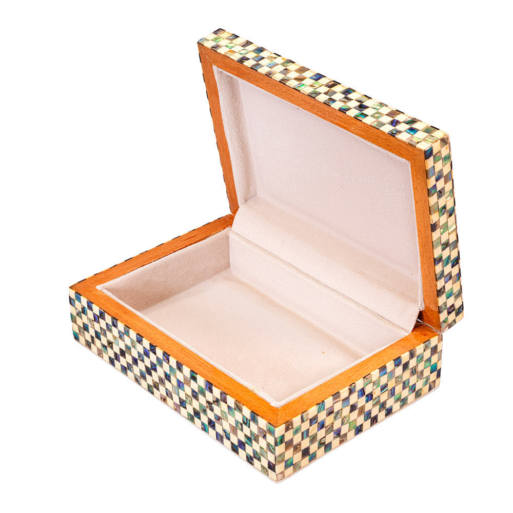 Egyptian jewelry box inlaid with mother of pearl