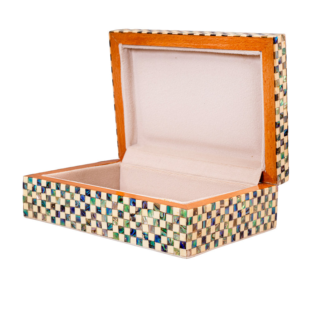 Egyptian jewelry box inlaid with mother of pearl