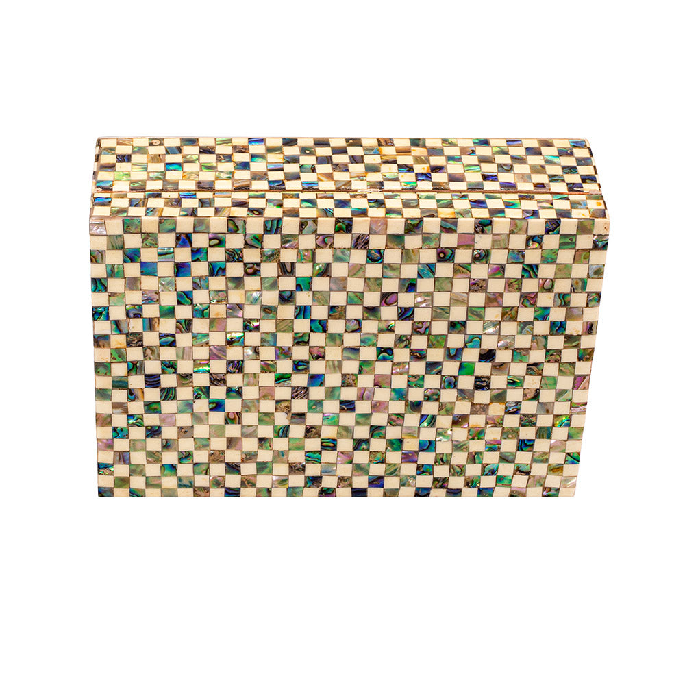 Egyptian jewelry box inlaid with mother of pearl