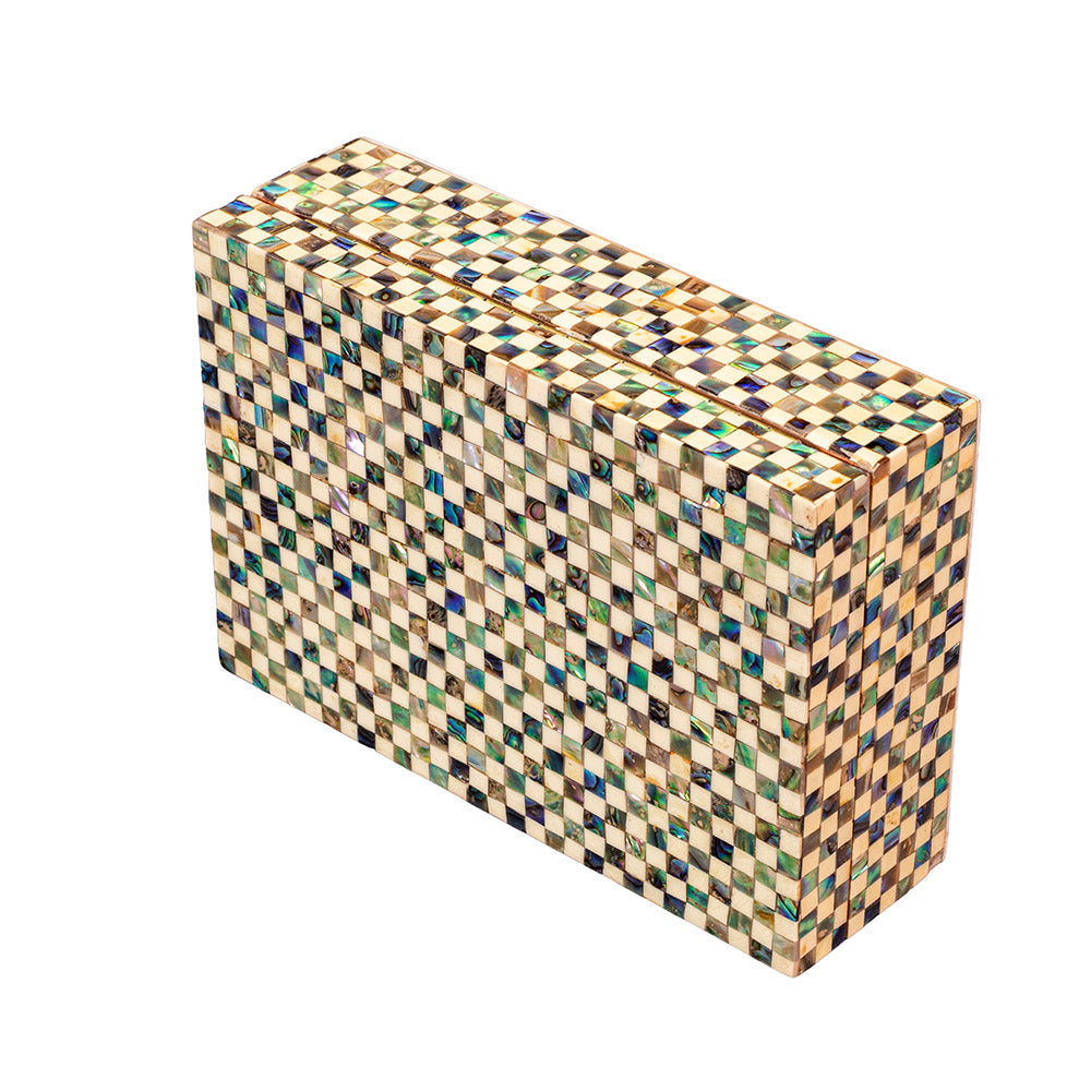 Egyptian jewelry box inlaid with mother of pearl