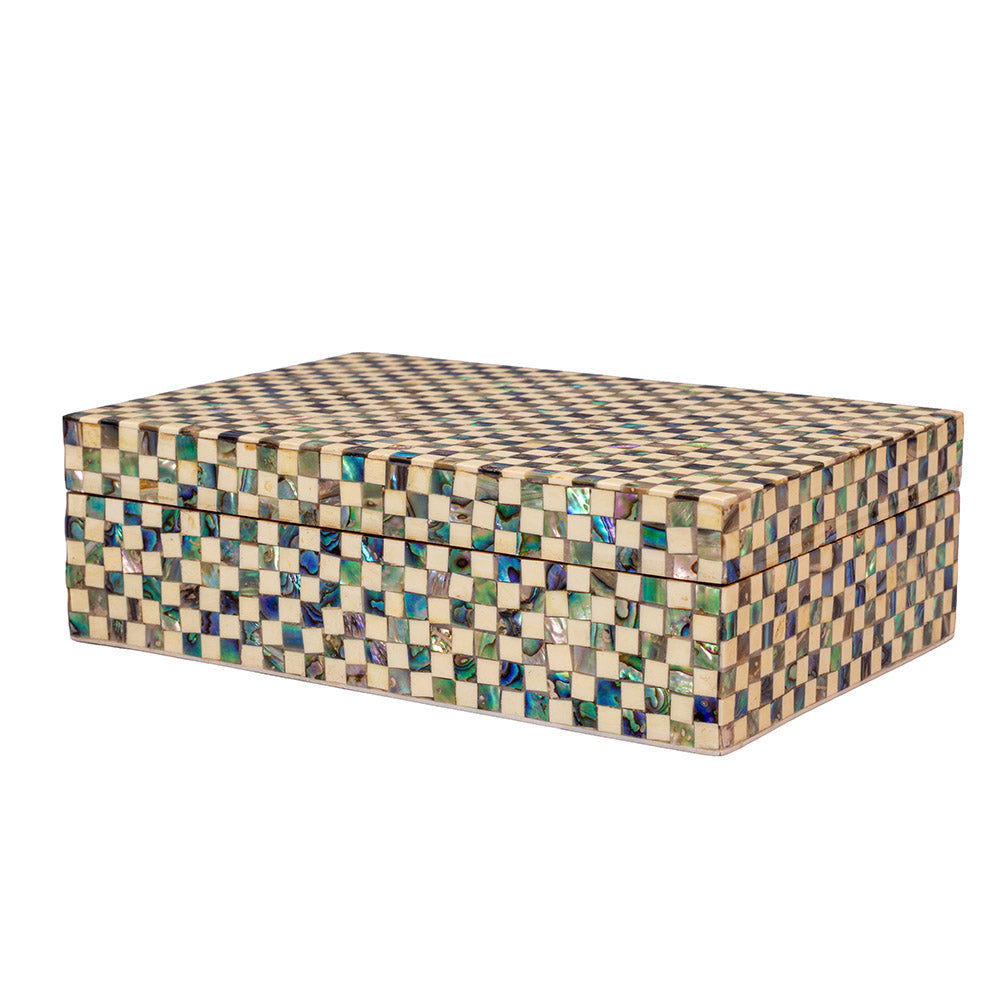Egyptian jewelry box inlaid with mother of pearl