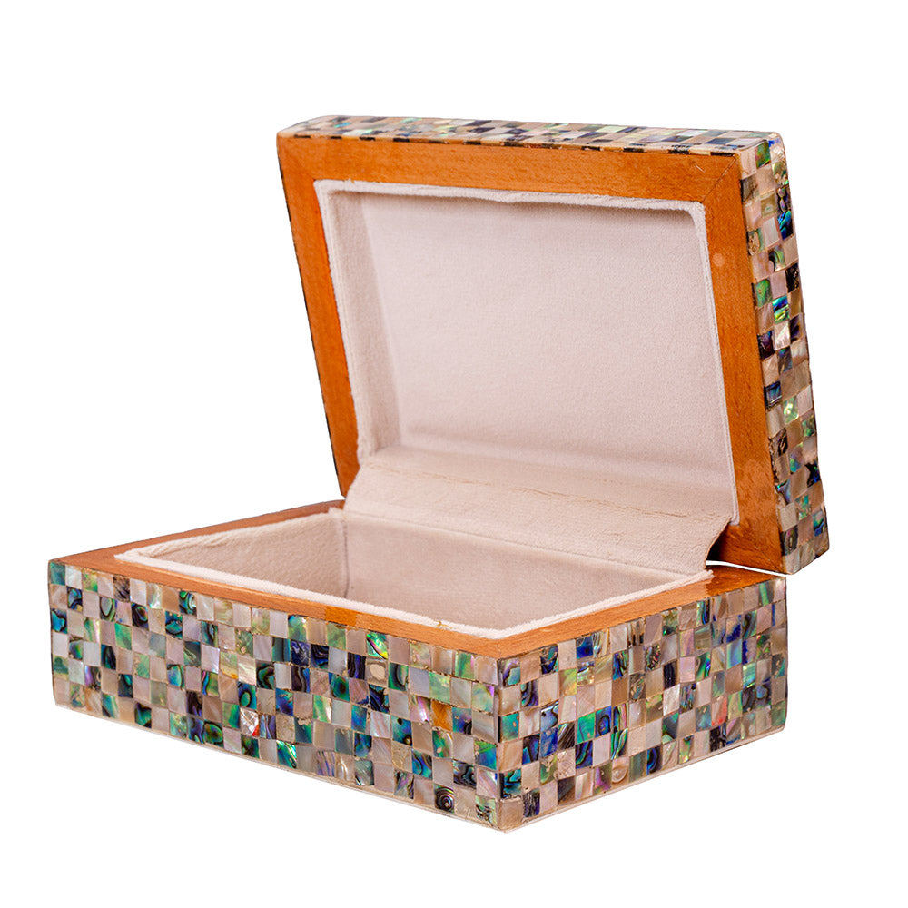 Egyptian jewelry box inlaid with mother of pearl