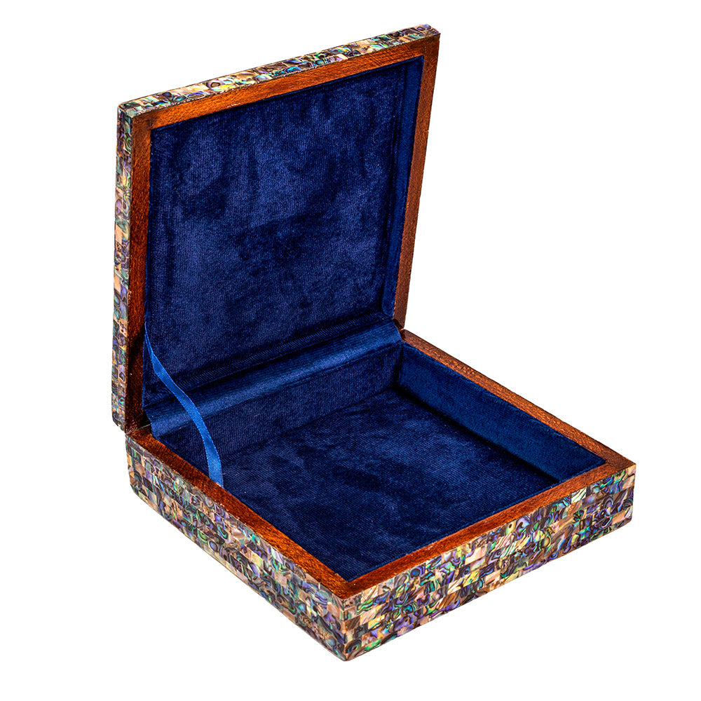 Egyptian jewelry box inlaid with mother of pearl