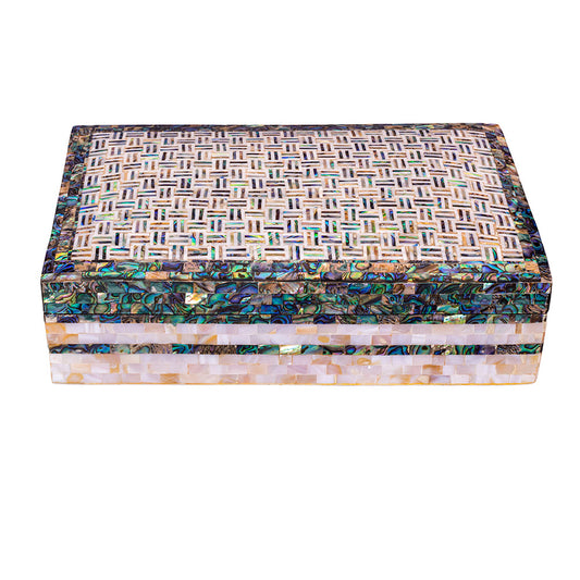 Egyptian jewelry box inlaid with mother of pearl