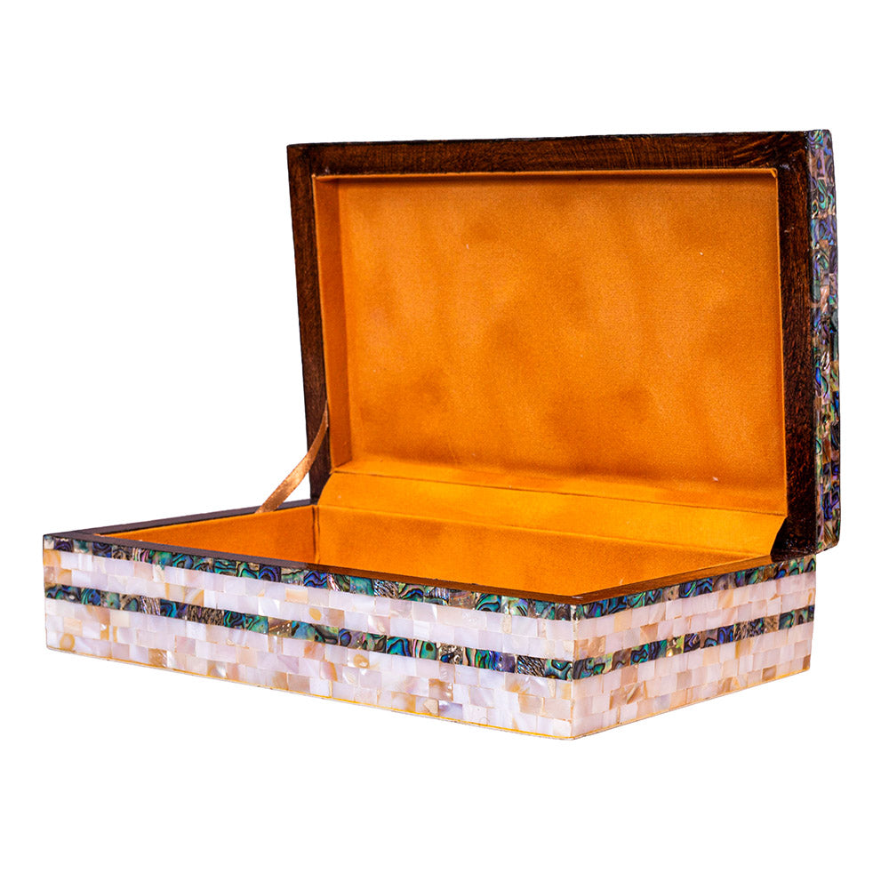 Egyptian jewelry box inlaid with mother of pearl
