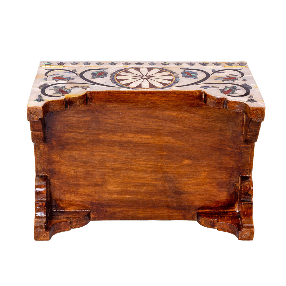 Egyptian jewelry box inlaid with mother of pearl
