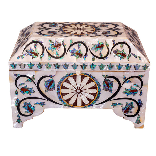 Egyptian jewelry box inlaid with mother of pearl