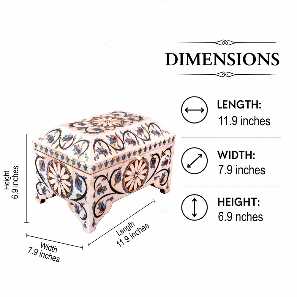 Egyptian jewelry box inlaid with mother of pearl