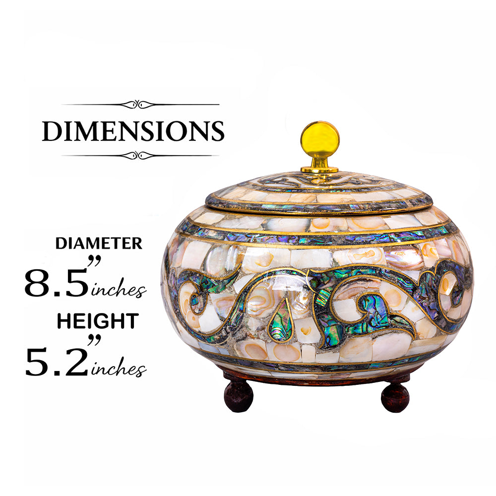 Egyptian jewelry box inlaid with mother of pearl and Brass