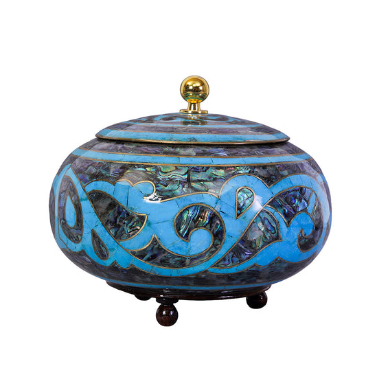 Egyptian jewelry box inlaid with jemstones  turquoise,blue mother of pearl  and brass made in egypt