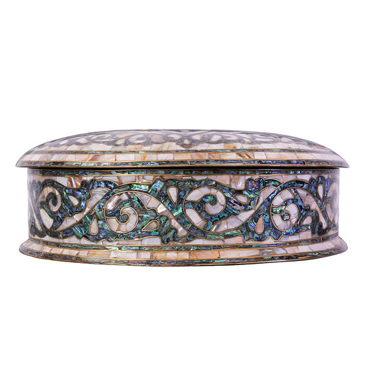 Egyptian jewelry box inlaid with jemstones  mother of pearl  and brass made in egypt