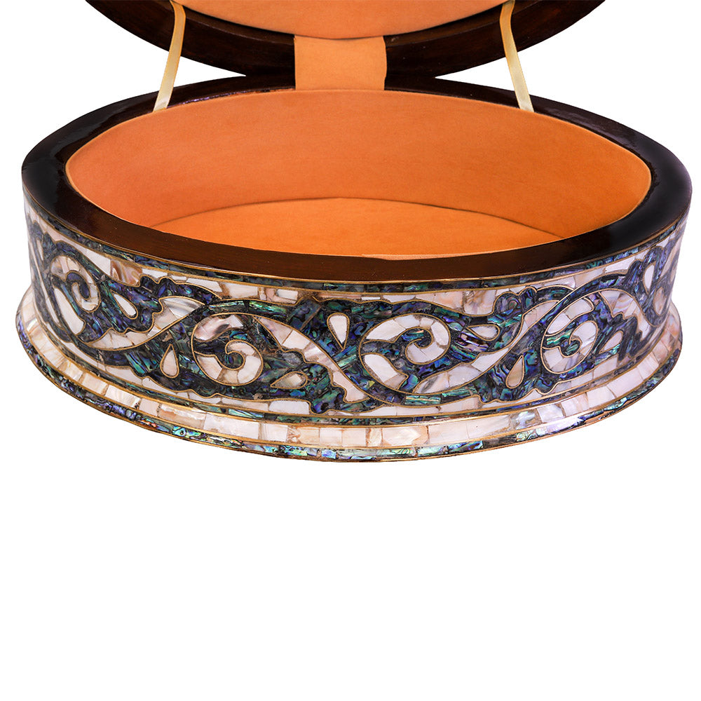 Egyptian jewelry box inlaid with jemstones  mother of pearl  and brass made in egypt