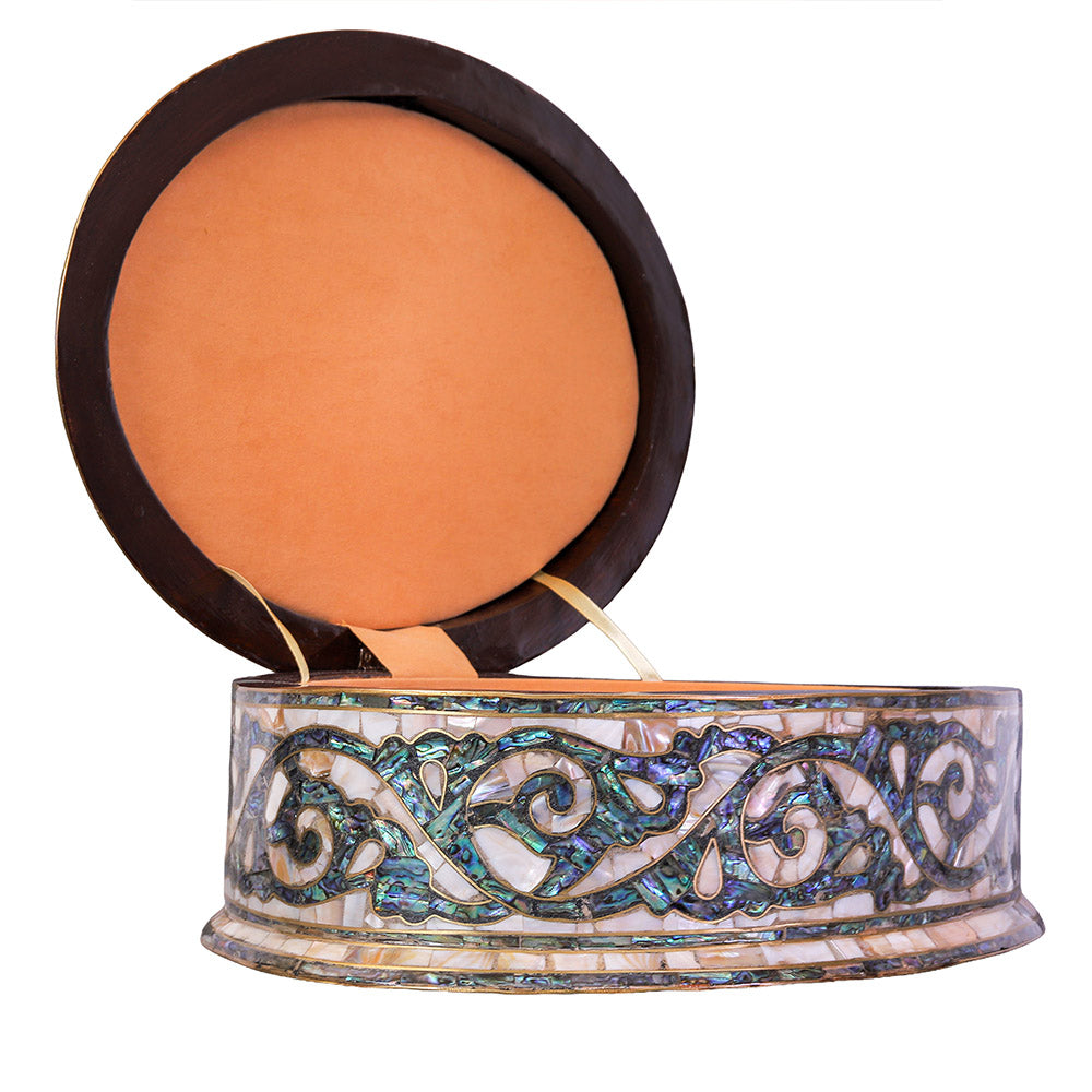 Egyptian jewelry box inlaid with jemstones  mother of pearl  and brass made in egypt