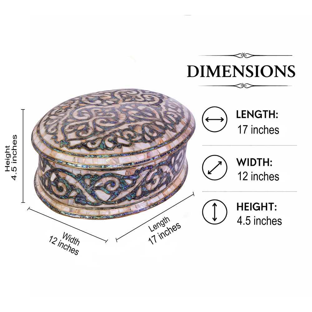 Egyptian jewelry box inlaid with mother of pearl and Brass