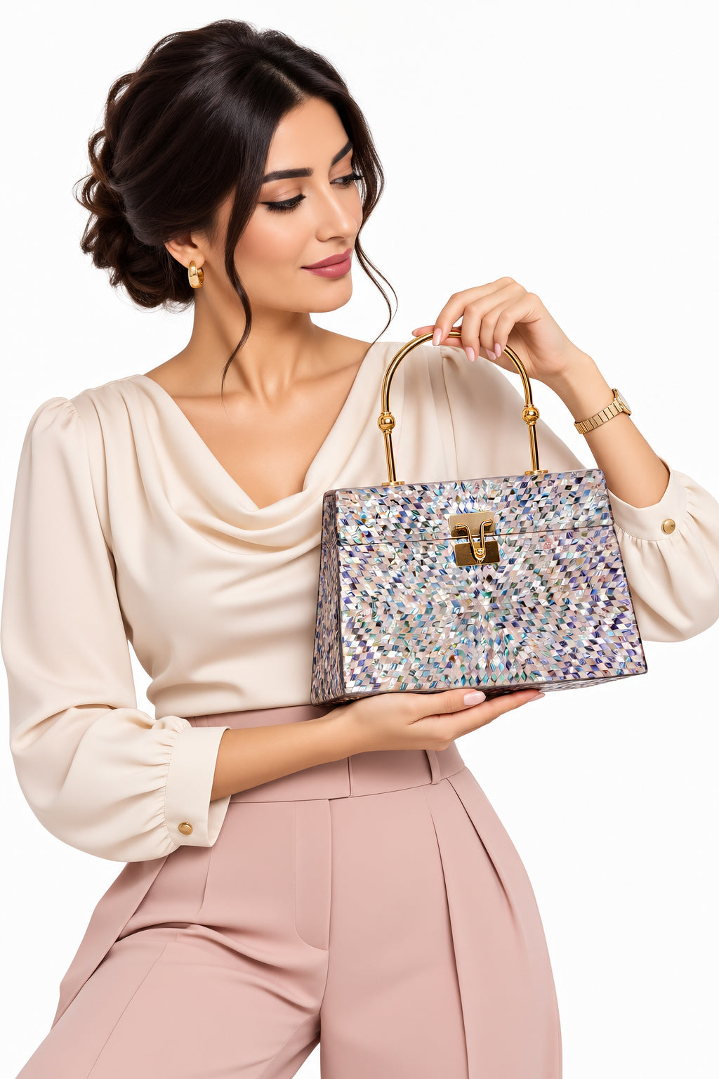 vintage Handbag in real Mother of Pearl