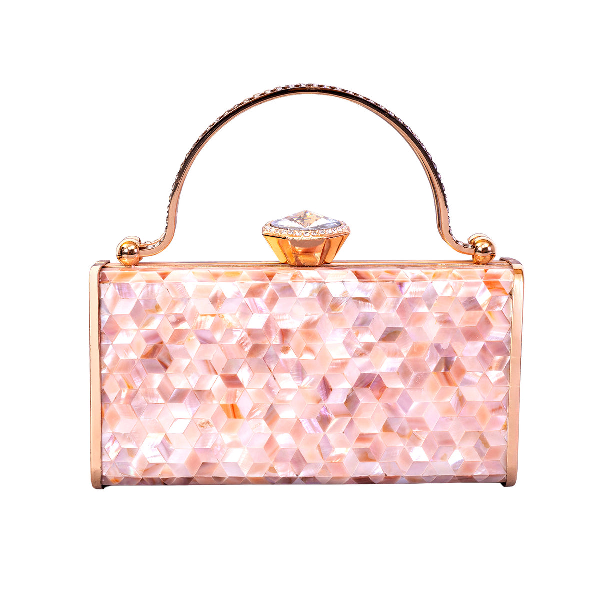 Unique Clutch Bag Mother of pearl. evening glam Accessory and Gold Chain
