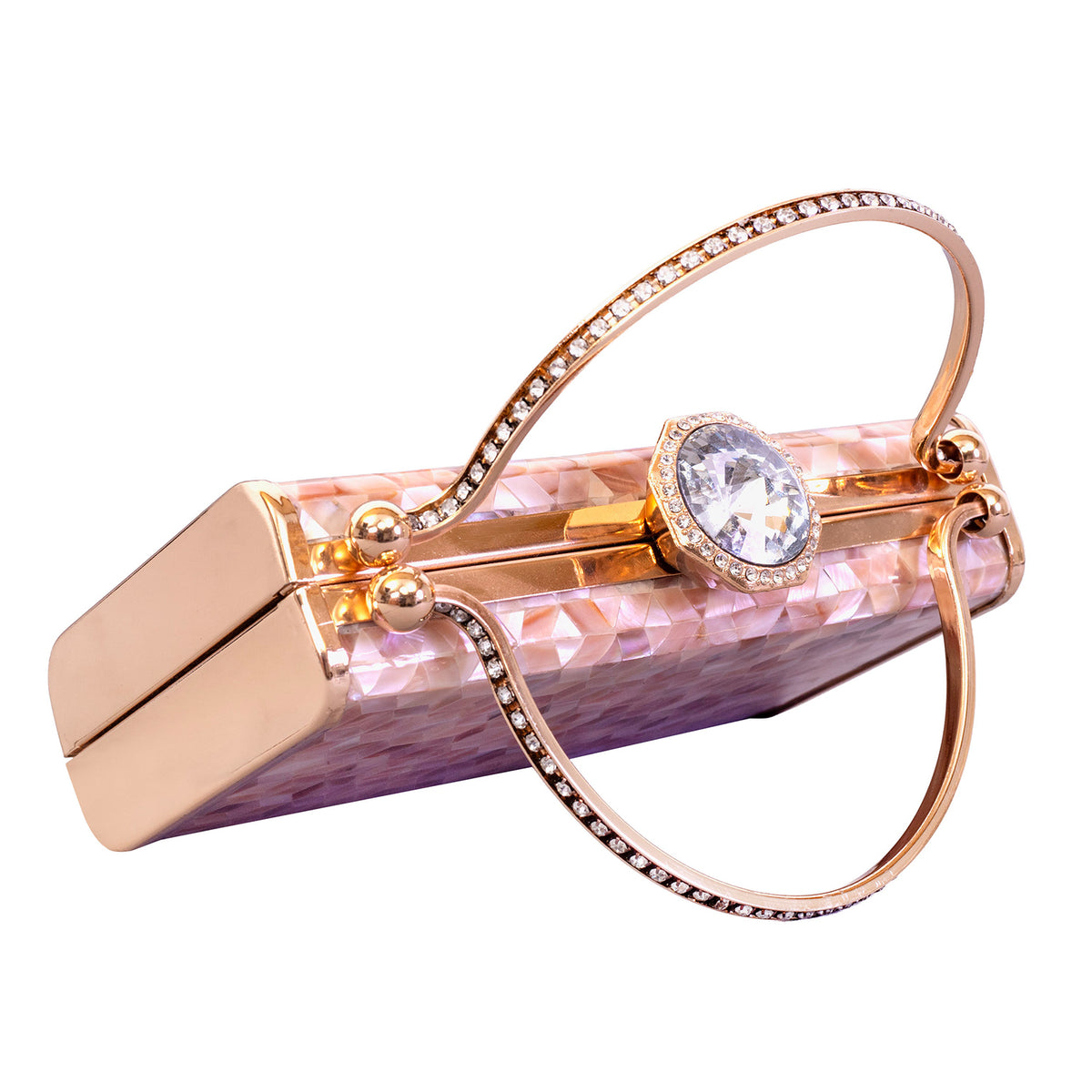 Unique Clutch Bag Mother of pearl. evening glam Accessory and Gold Chain