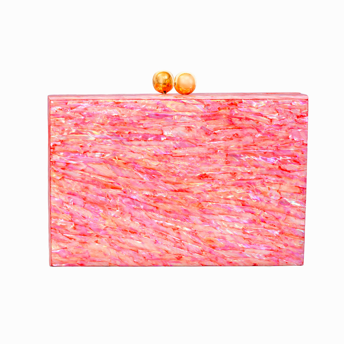 Unique Clutch Bag in Mother of pearl - Shoulder Bag - evening glam Accessory and Gold Chain