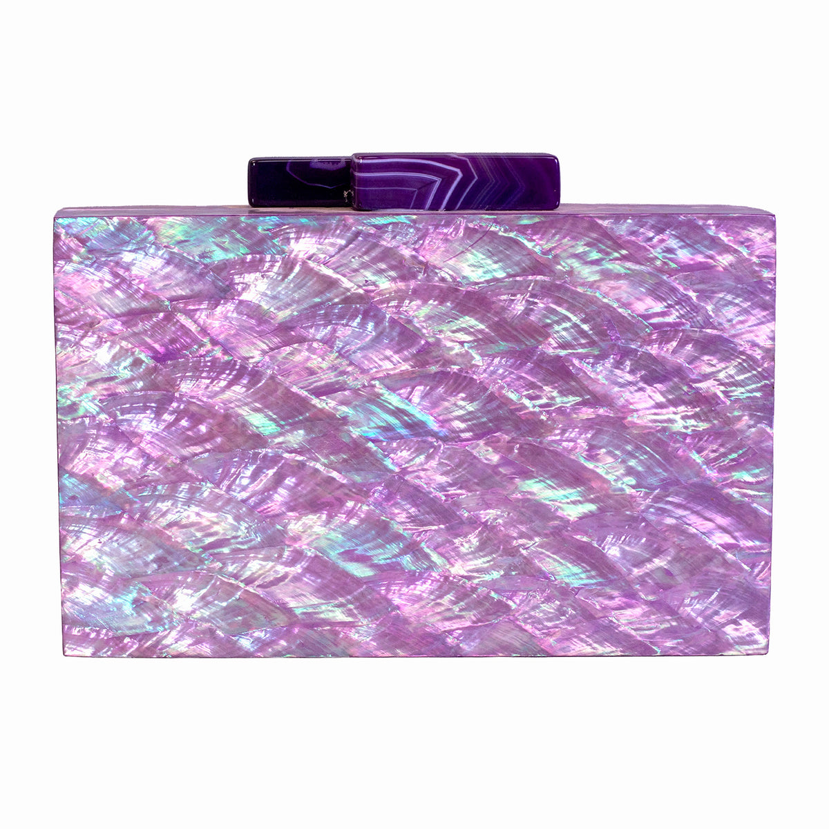 Unique Clutch Bag in Mother of pearl - Shoulder Bag - evening glam Accessory and Gold Chain